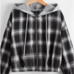Cropped Flannel Zip Up